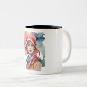 Elegante Watercolor Portrait Tasse (VorderseiteRechts)
