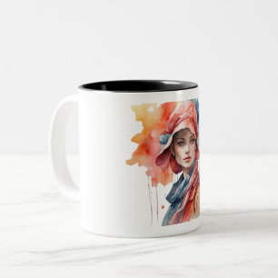 Elegante Watercolor Portrait Tasse