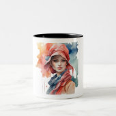 Elegante Watercolor Portrait Tasse (Mittel)