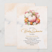 Elegante Watercolor Pumpkin Baby Dusche Einladung (Vorne/Hinten)
