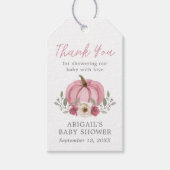 Elegante Watercolor Pumpkin Baby Shower Dusty Rose Geschenkanhänger (Vorderseite)