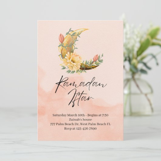 Elegante Watercolor Ramadan Iftar Einladung (Stehend Vorderseite)