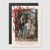 Elegante Watercolor Red Bow Christmas Magnetic Car Magnetkarte (Vorne/Hinten)