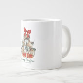 Elegante Watercolor Red Bow Familie Weihnachtsbaum Jumbo-Tasse (Vorderseite Rechts)