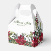 Elegante Watercolor Red Poinsettia Wedding Geschenkschachtel (Rückseite)
