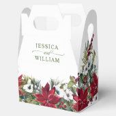 Elegante Watercolor Red Poinsettia Wedding Geschenkschachtel (Geöffnet)
