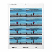 Elegante Watercolor Red Umbrella Couple Wedding (Vorne)