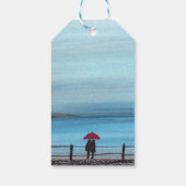 Elegante Watercolor Red Umbrella Couple Wedding Geschenkanhänger (Rückseite)