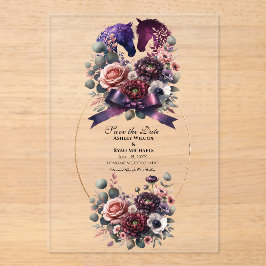 Elegante Watercolor Reitsport Hochzeit Acryleinladungen