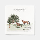 Elegante Watercolor Reitsport Hochzeit Serviette (Vorderseite)