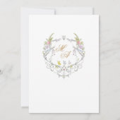 Elegante Watercolor Retro Golden Blume Einladung (Rückseite)
