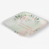 Elegante Watercolor Rosa Blush Bloral Wedding Pappteller (Gewinkelt)