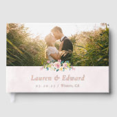 Elegante Watercolor Rosa Blütenhochzeit Gästebuch (Vorderseite)