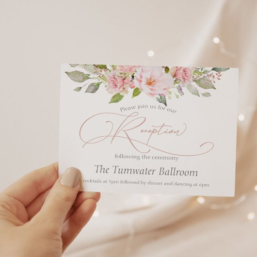 Elegante Watercolor Rosa Hochzeitsempfang Einladung