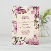Elegante Watercolor Rosa Orchid Bridal Einladung (Stehend Vorderseite)
