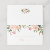 Elegante Watercolor Rosa Platzkarte (Außenseite Aufgefaltet)