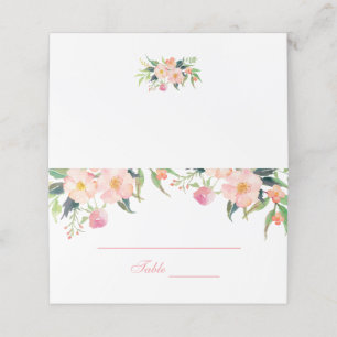 Elegante Watercolor Rosa Platzkarte