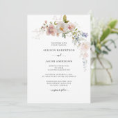 Elegante Watercolor Rosa Wildblume Blumenzehen Einladung (Stehend Vorderseite)