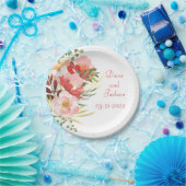 Elegante Watercolor Rose Bouquet Pappteller (Party)