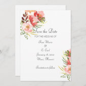 Elegante Watercolor Rose Bouquet Save the Date Einladung (Vorne/Hinten)