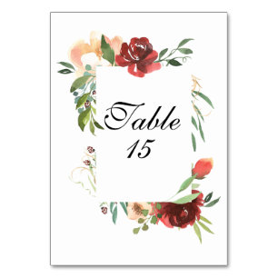 Elegante Watercolor Rose Bouquet Tischnummer