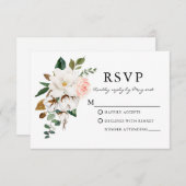 Elegante Watercolor Rose RSVP Karte (Vorne/Hinten)