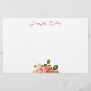 Elegante Watercolor-Rosen-Blumen-mit Briefpapier
