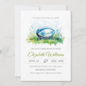 Elegante Watercolor Rugby Baby Shower Einladung (Vorderseite)