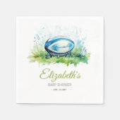 Elegante Watercolor Rugby Baby Shower Serviette (Vorderseite)
