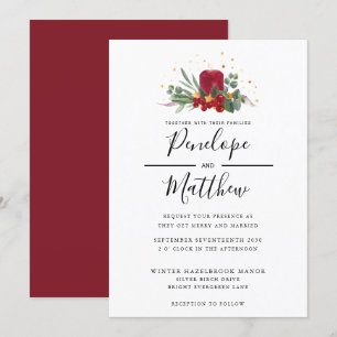 Elegante Watercolor Rustikale Weihnachtszeit bei K Einladung