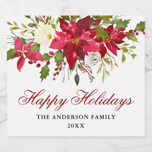 Elegante Watercolor Schaumweinetikett (Einzelnes Label)