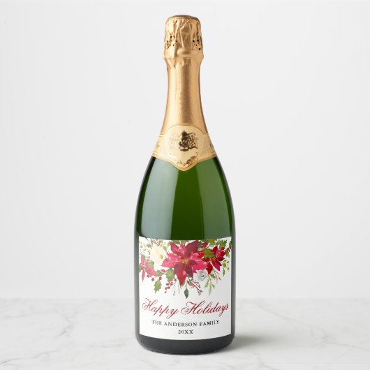 Elegante Watercolor Schaumweinetikett (Vorderseite)