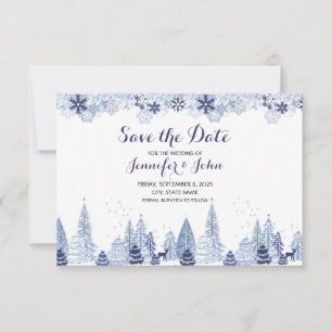 Elegante Watercolor Schneeflocken Winterhochzeit Save The Date