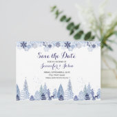 Elegante Watercolor Schneeflocken Winterhochzeit Save The Date (Stehend Vorderseite)