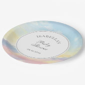Elegante Watercolor Sky and Clouds Baby Shower Pappteller (Schrägansicht)