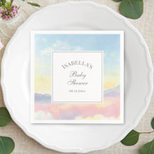 Elegante Watercolor Sky and Clouds Baby Shower