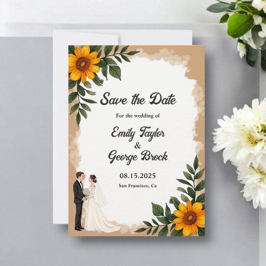 Elegante Watercolor Sommerblume Hochzeit der Blume Save The Date