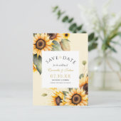 Elegante Watercolor Sonnenblume Boho Save the Date Postkarte (Stehend Vorderseite)