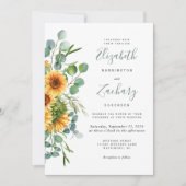 Elegante Watercolor Sonnenblume Eukalyptus Wedding Einladung (Vorderseite)