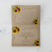 Elegante Watercolor Sonnenblumen Burlap Wedding Dankeskarte (Innenseite)