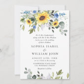 Elegante Watercolor Sonnenblumen Eukalyptus Weddin Einladung (Vorderseite)