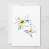 Elegante Watercolor Sonnenblumen Eukalyptus Weddin Einladung (Rückseite)