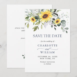 Elegante Watercolor Sonnenblumen Eukalyptus Weddin Save The Date