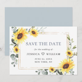 Elegante Watercolor Sonnenblumen Eukalyptus Weddin Save The Date