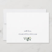 Elegante Watercolor Sonnenblumen Eukalyptus Weddin Save The Date (Rückseite)