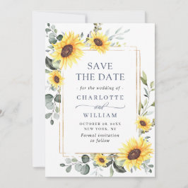 Elegante Watercolor Sonnenblumen Eukalyptus Weddin Save The Date