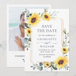 Elegante Watercolor Sonnenblumen Eukalyptus Weddin Save The Date