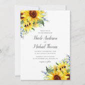 Elegante Watercolor Sonnenblumen Hochzeit Einladung (Vorderseite)