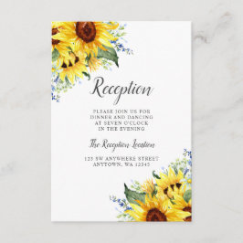 Elegante Watercolor Sonnenblumen Hochzeitsempfang Begleitkarte