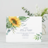 Elegante Watercolor Sonnenblumenhochzeit Einladung (Stehend Vorderseite)